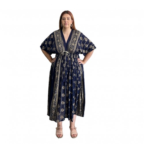 ΜΠΛΕ ΣΚΟΥΡΟ BOHO ΦΟΡΕΜΑ ΜΕ ΧΡΥΣΕΣ ΛΕΠΤΟΜΕΡΕΙΕΣ