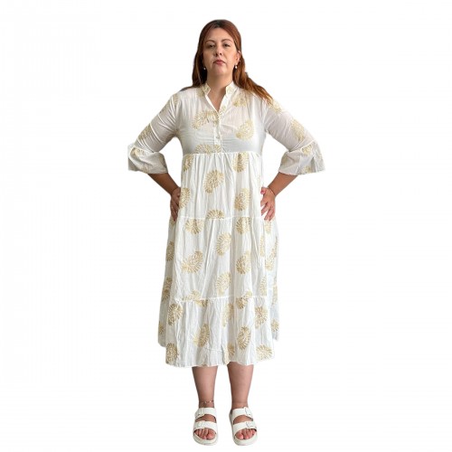 ΛΕΥΚΟ BOHO ΦΟΡΕΜΑ ΜΕ ΧΡΥΣΟ ΚΕΝΤΗΜΑ