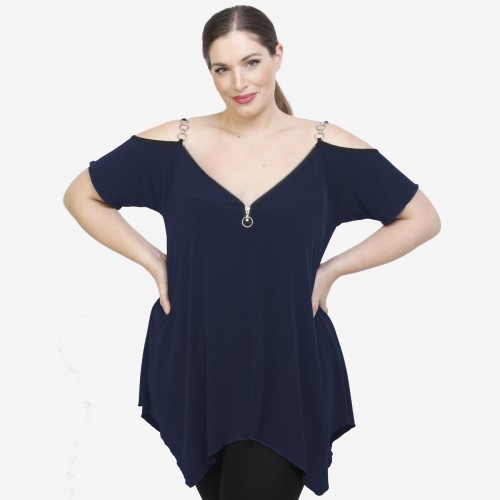 A22-123AKF Alpha blouse - Navy Blue