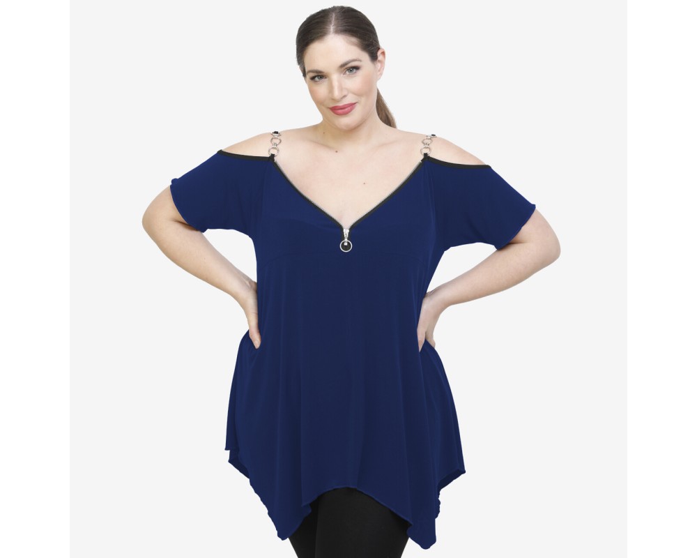 A22-123AKF Alpha blouse - Royal Blue Plus Size