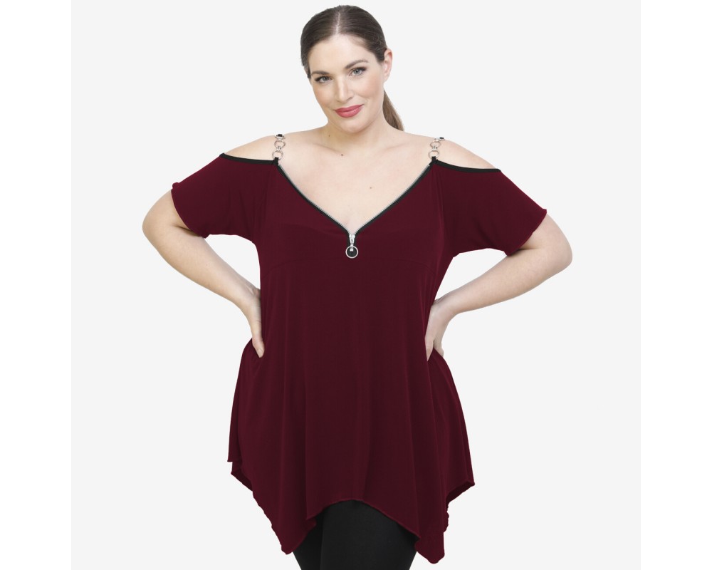 A22-123AKF Alpha blouse - Bordeaux Plus Size