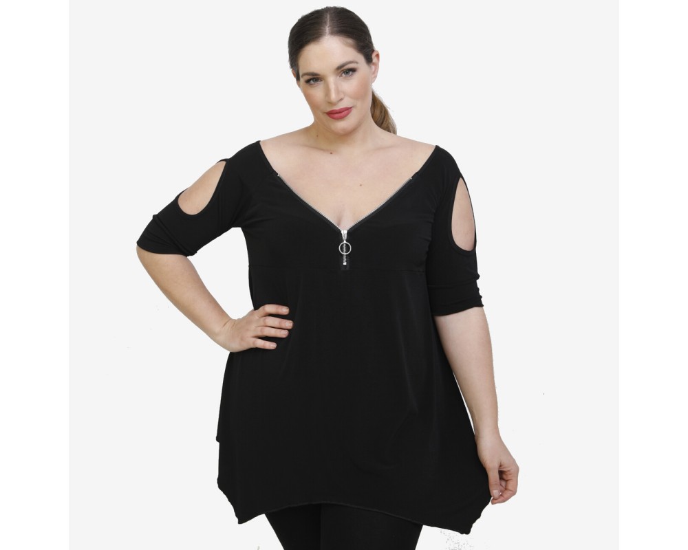 A22-123ATF Alpha blouse - Black Plus Size