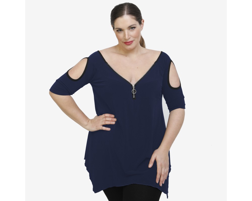 A22-123ATF Alpha blouse - Navy Blue Plus Size