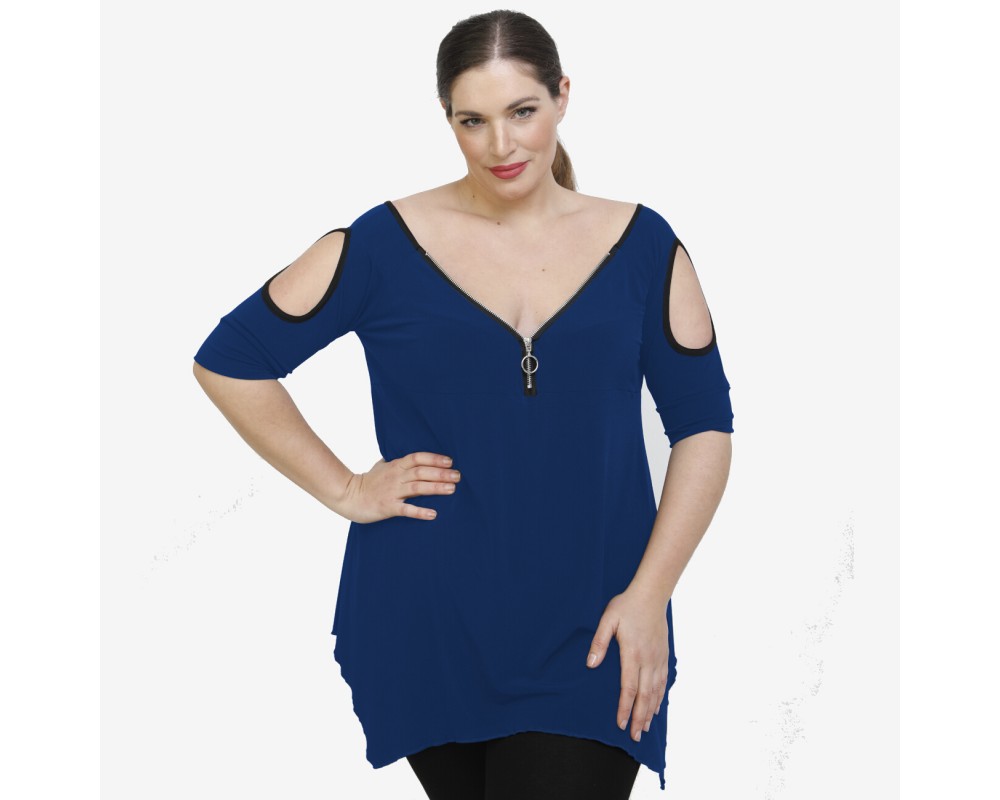 A22-123ATF Alpha blouse - Royal Blue Plus Size