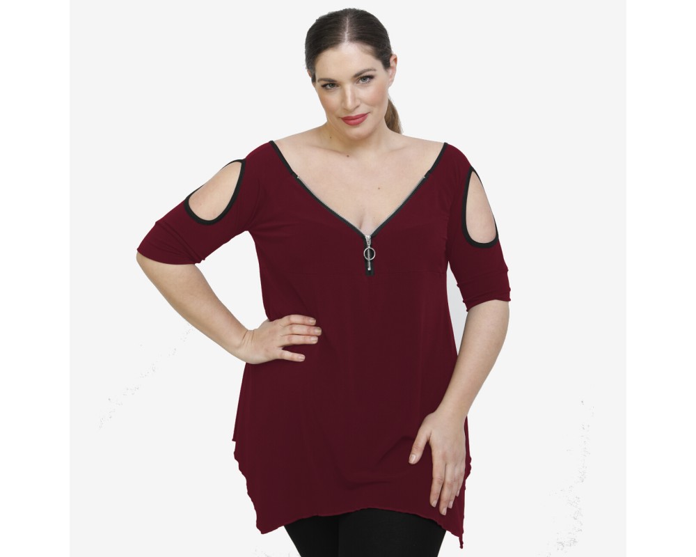 A22-123ATF Alpha blouse - Bordeaux Plus Size