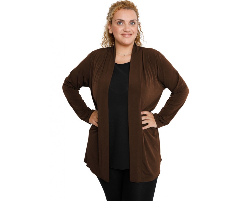 B19-140 Classic cardigan - Brown Plus Size