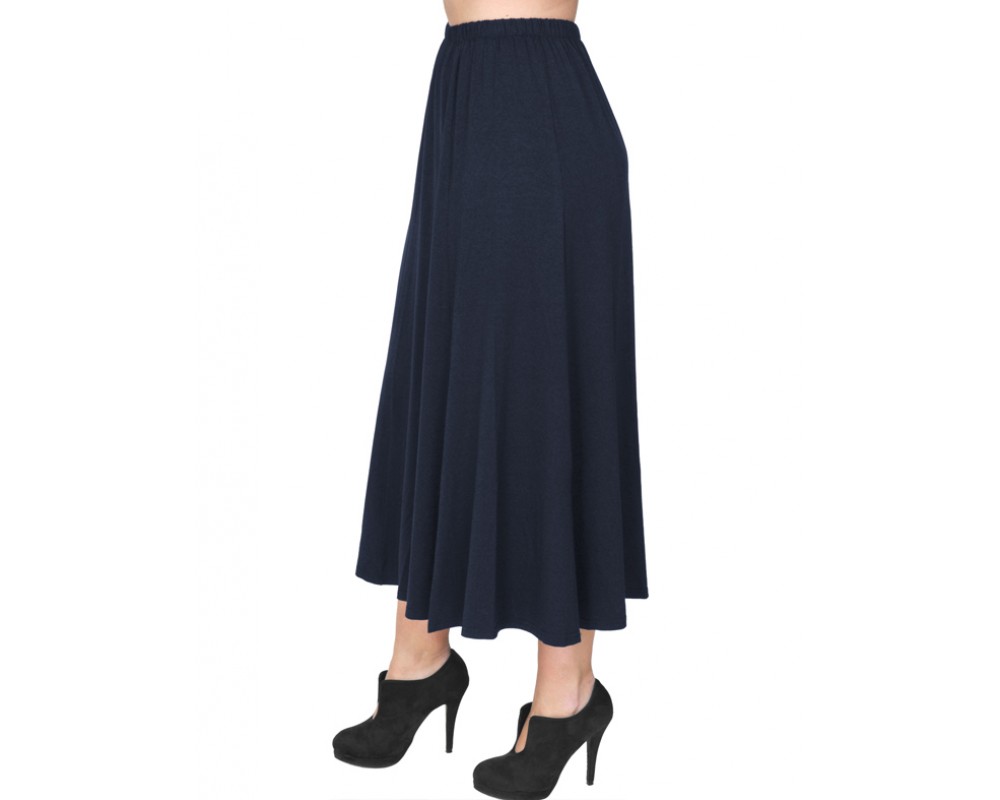 B19-160 Fitted closh skirt - Navy Blue Plus Size