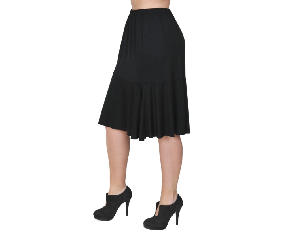 B19-168 Evaze fitted skirt with ruffles - Black Plus Size