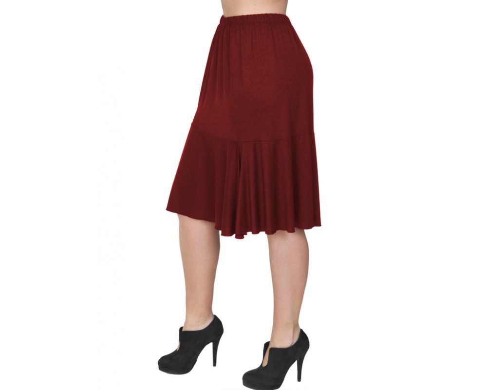 B19-168 Evaze fitted skirt with ruffles - Bordeaux Plus Size