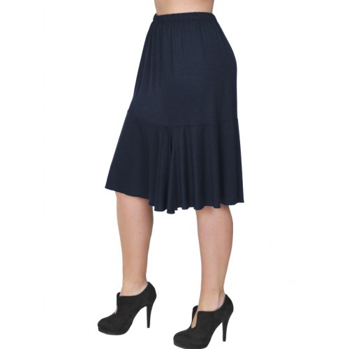 B19-168 Evaze fitted skirt with ruffles - Navy Blue