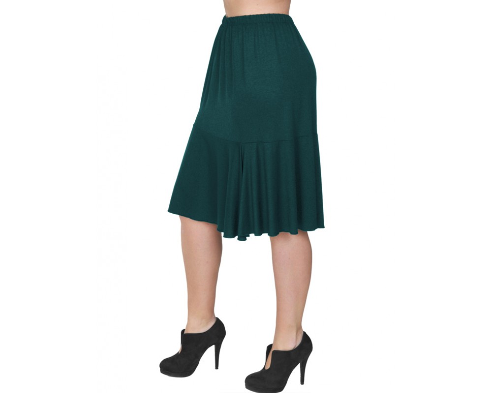 B19-168 Evaze fitted skirt with ruffles - Petrol Plus Size