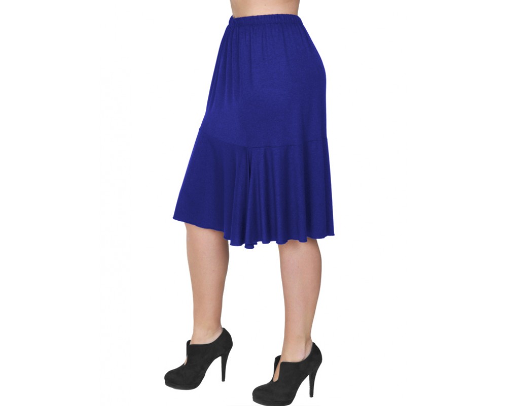 B19-168 Evaze fitted skirt with ruffles - Royal Blue Plus Size