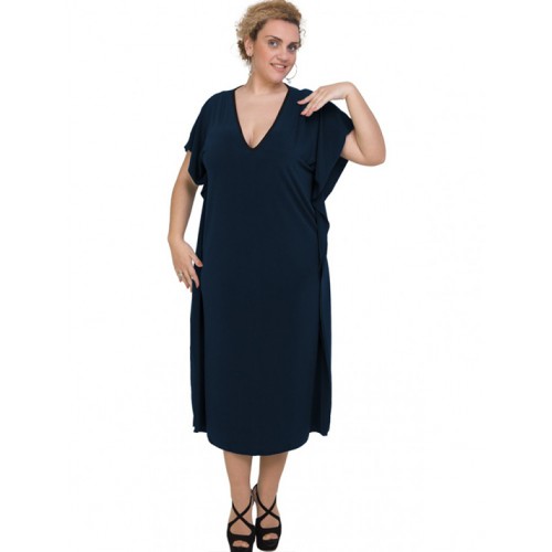 A20-133 Bat Sleeve Dress - Navy Blue