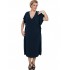 A20-133 Bat Sleeve Dress - Navy Blue
