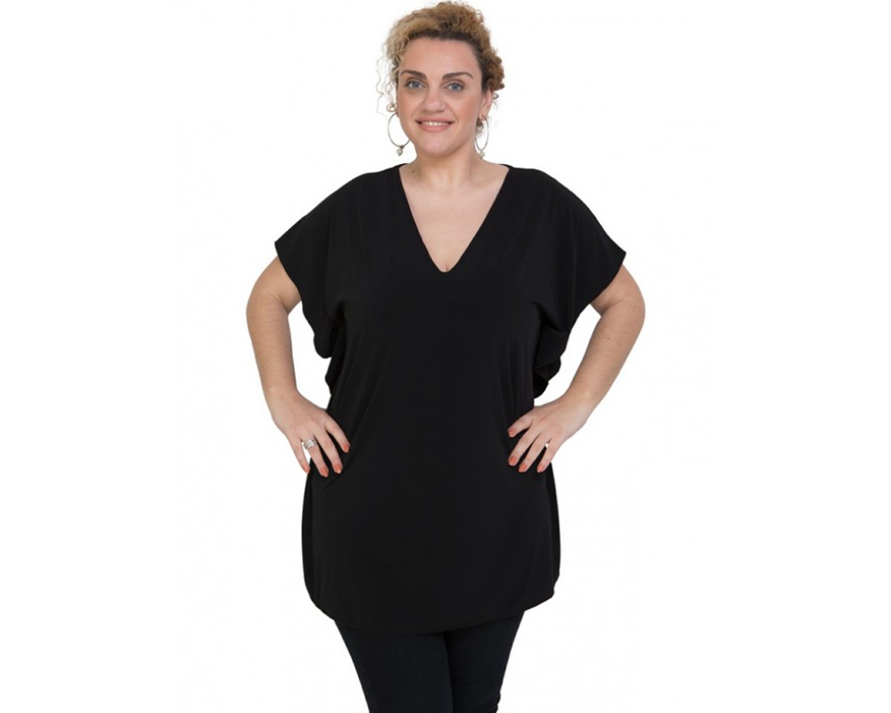 A20-134 Bat Sleeve Blouse - Black Plus Size