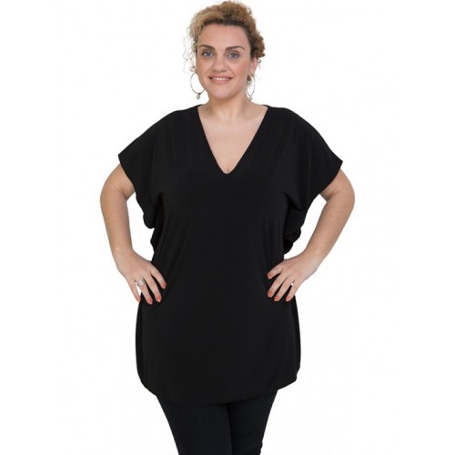 A20-134 Bat Sleeve Blouse - Black