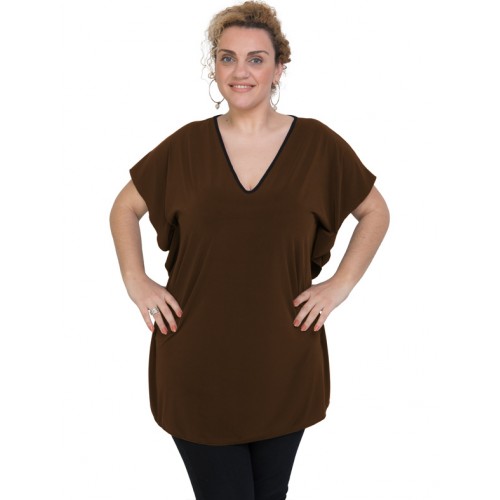A20-134 Bat Sleeve Blouse - Brown