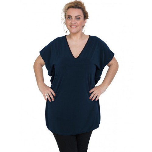 A20-134 Bat Sleeve Blouse - Navy Blue