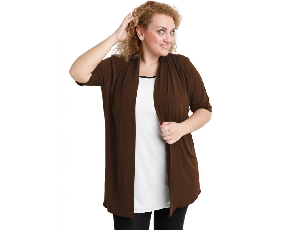 A20-140 Classic cardigan - Brown Plus Size