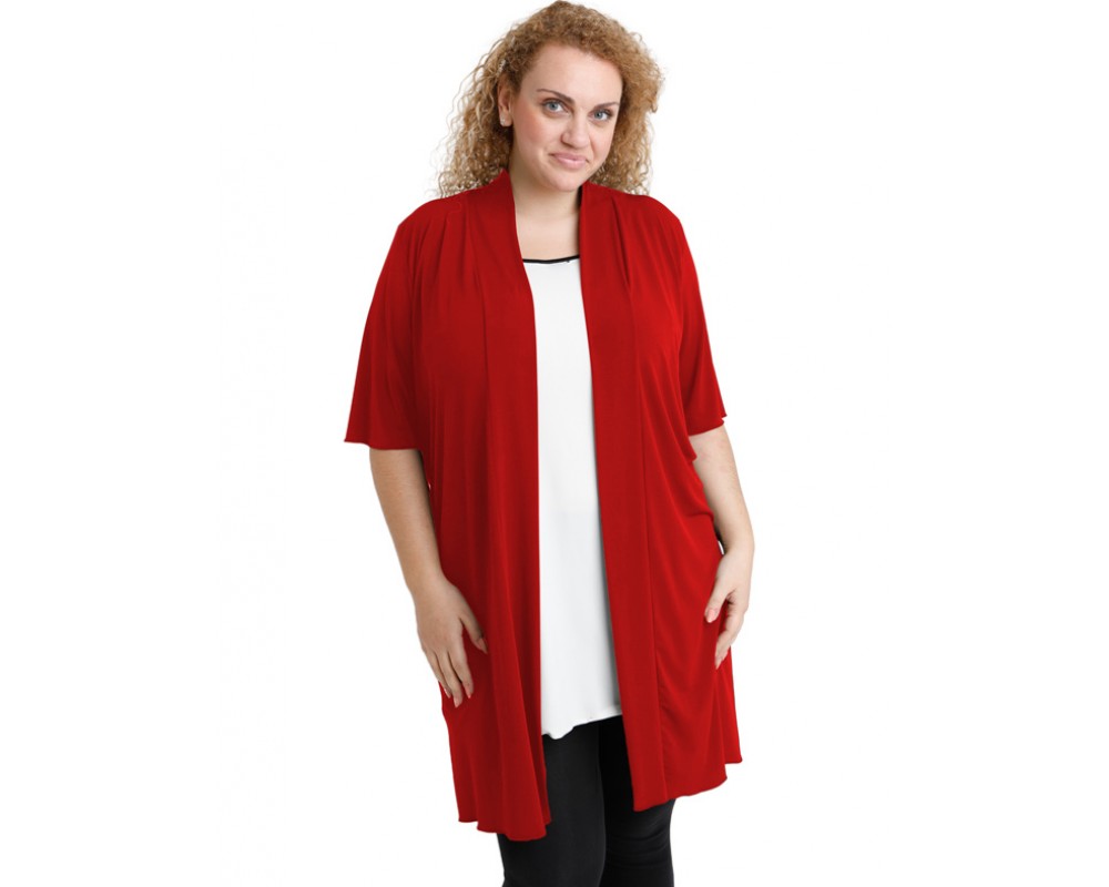 A20-142 Classic long cardigan - Bordeaux Plus Size