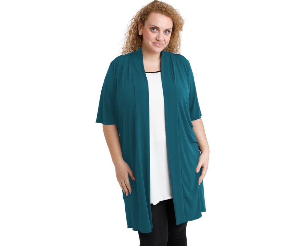 A20-142 Classic long cardigan - Petrol Plus Size