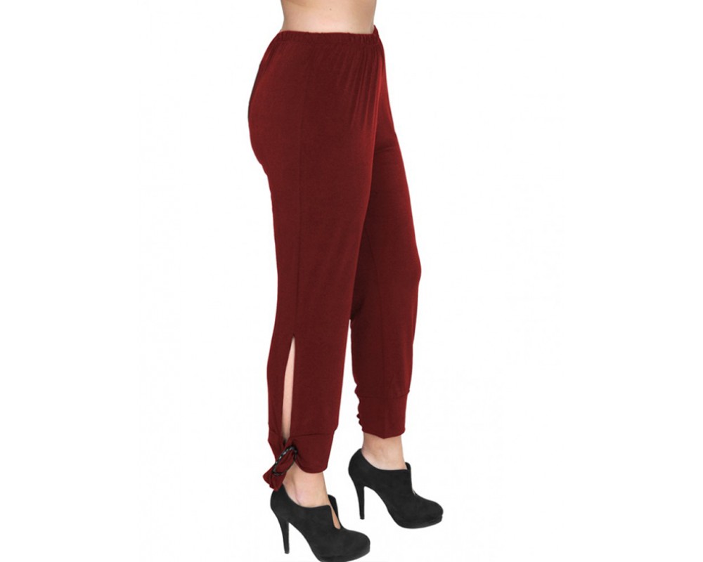 A20-151 Fitted capri pants - Bordeaux Plus Size