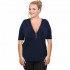 A20-190 Classic blouse with zipper - Navy Blue