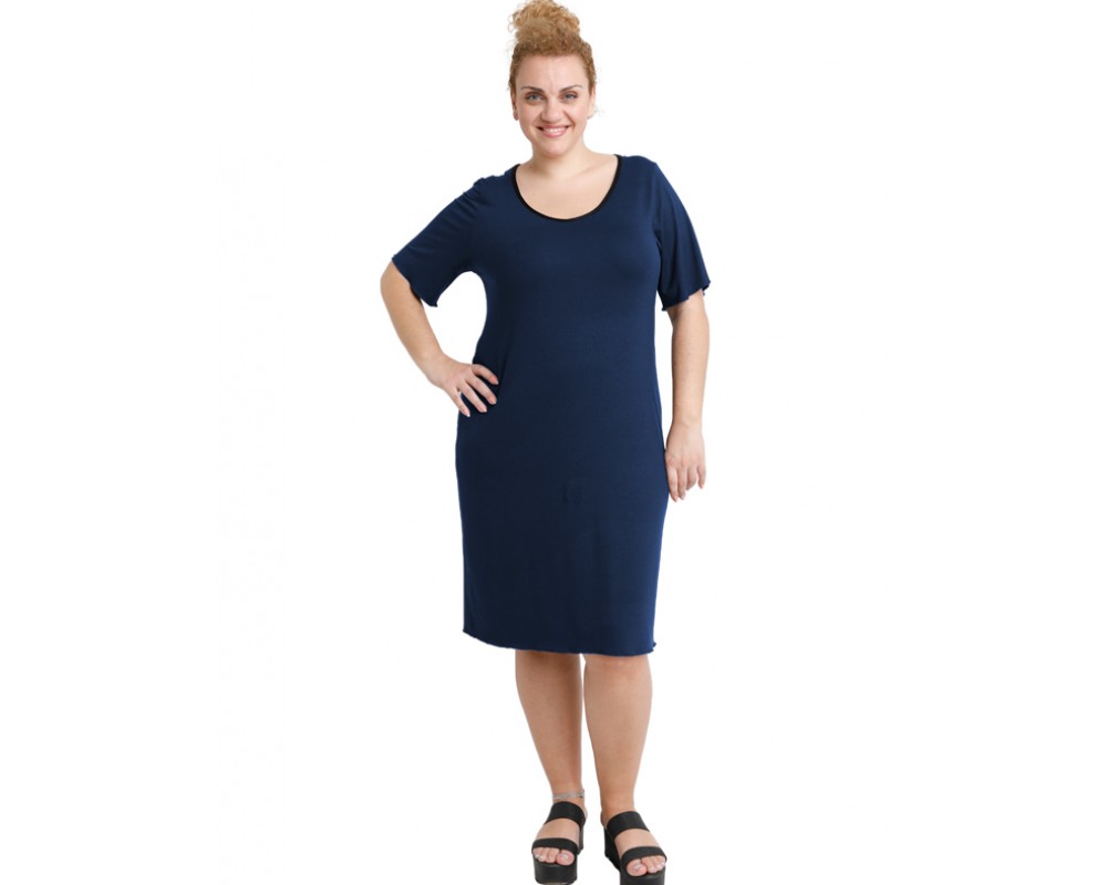 A20-200V Classic dress - Navy Blue Plus Size
