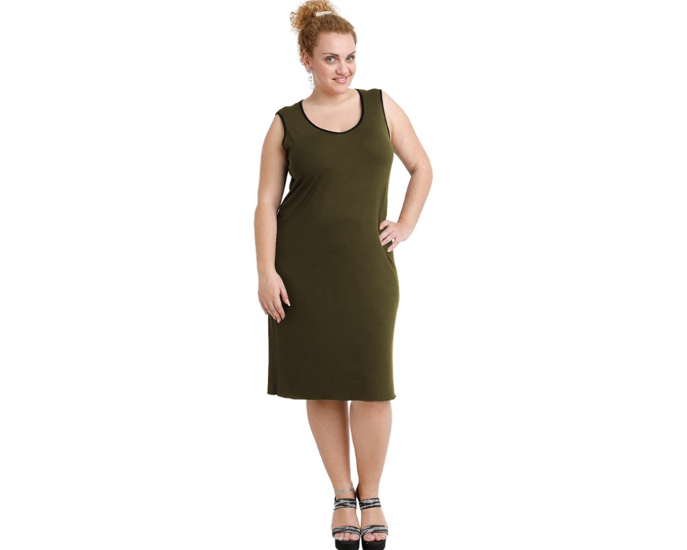 A20-201V Classic dress top - Khaki Plus Size