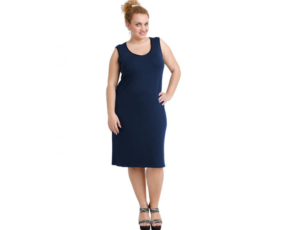 A20-201V Classic dress top - Navy Blue Plus Size