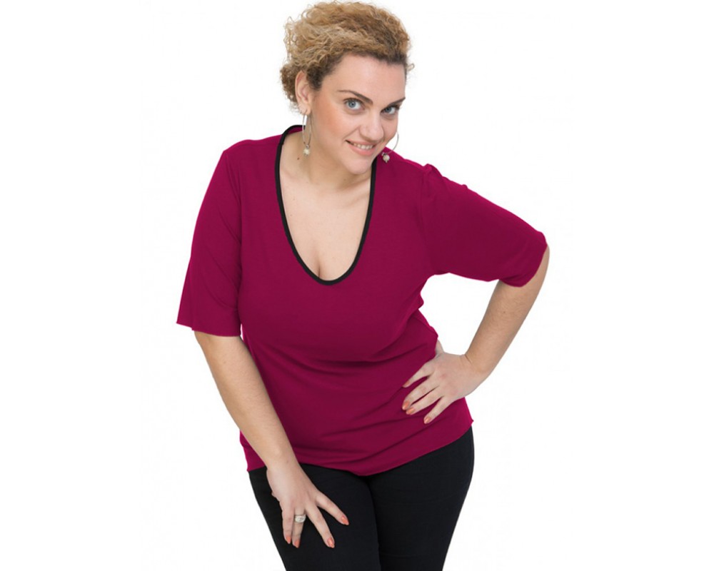 A20-208V Classic blouse - Fuchsia Plus Size