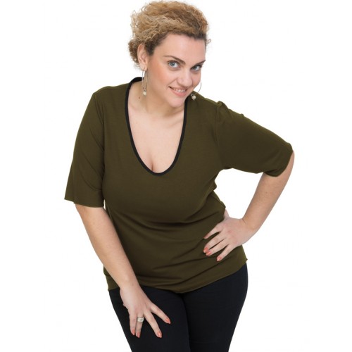 A20-208V Classic blouse - Dark khaki