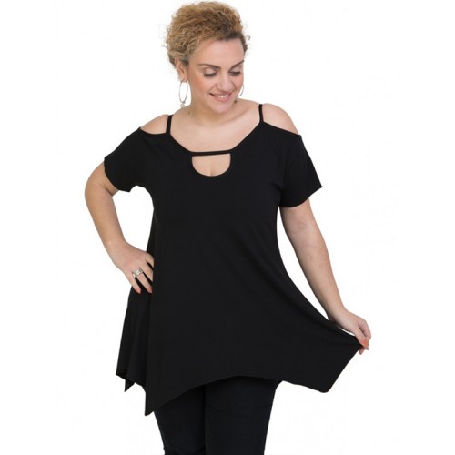 A20-222A Alpha blouse with hole on the neck - Black