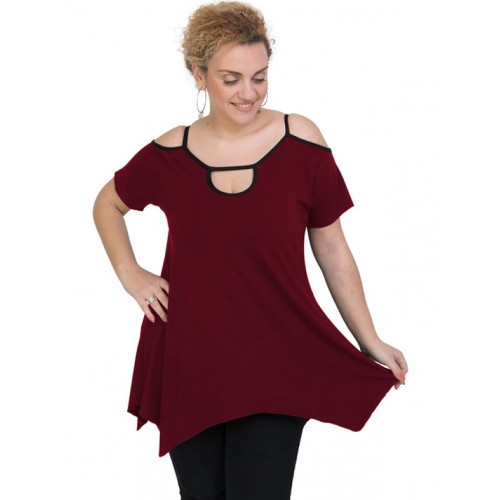 A20-222A Alpha blouse with hole on the neck - Bordeaux
