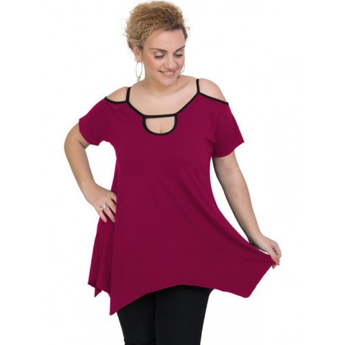 A20-222A Alpha blouse with hole on the neck - Fuchsia