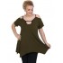 A20-222A Alpha blouse with hole on the neck - Khaki Dark
