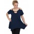 A20-222A Alpha blouse with hole on the neck - Navy Blue