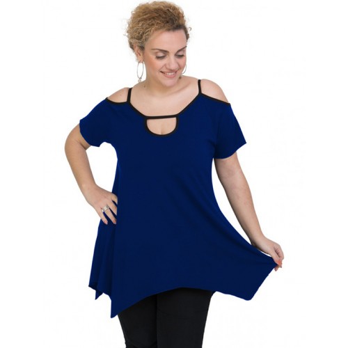 A20-222A Alpha blouse with hole on the neck - Royal Blue
