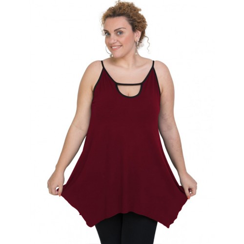 A20-222AB Alpha blouse with hole on the neck top - Bordeaux