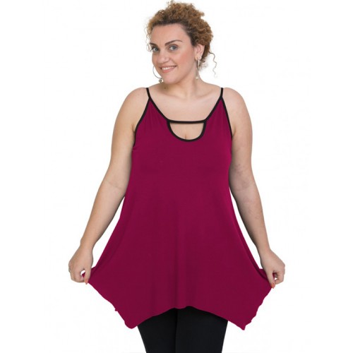 A20-222AB Alpha blouse with hole on the neck top - Fuchsia