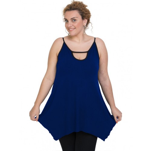 A20-222AB Alpha blouse with hole on the neck top - Royal Blue