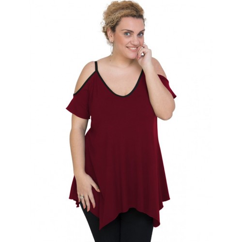 A20-223A Alpha blouse with V neck - Bordeaux