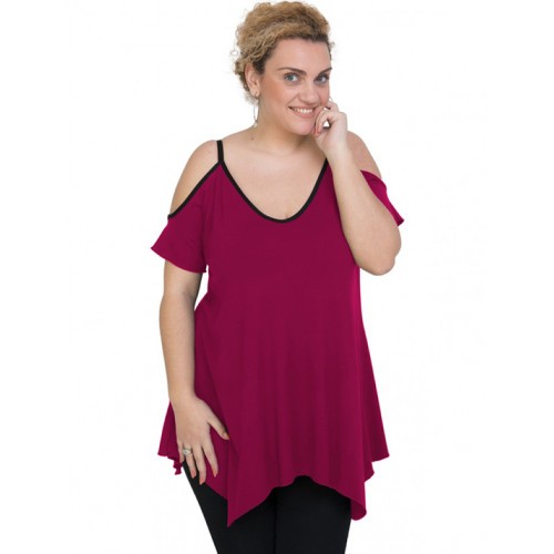 A20-223A Alpha blouse with V neck - Fuchsia