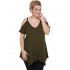 A20-223A Alpha blouse with V neck - Khaki Dark