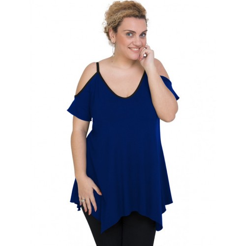 A20-223A Alpha blouse with V neck - Royal Blue