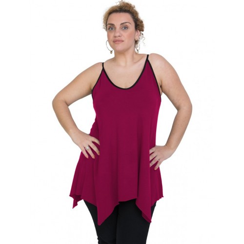 A20-223AB Alpha blouse with V neck - Fuchsia