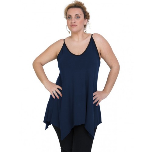 A20-223AB Alpha blouse with V neck - Navy Blue