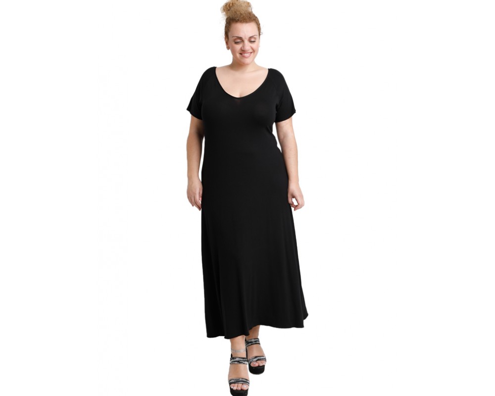 A20-223FK Long dress - Black Plus Size