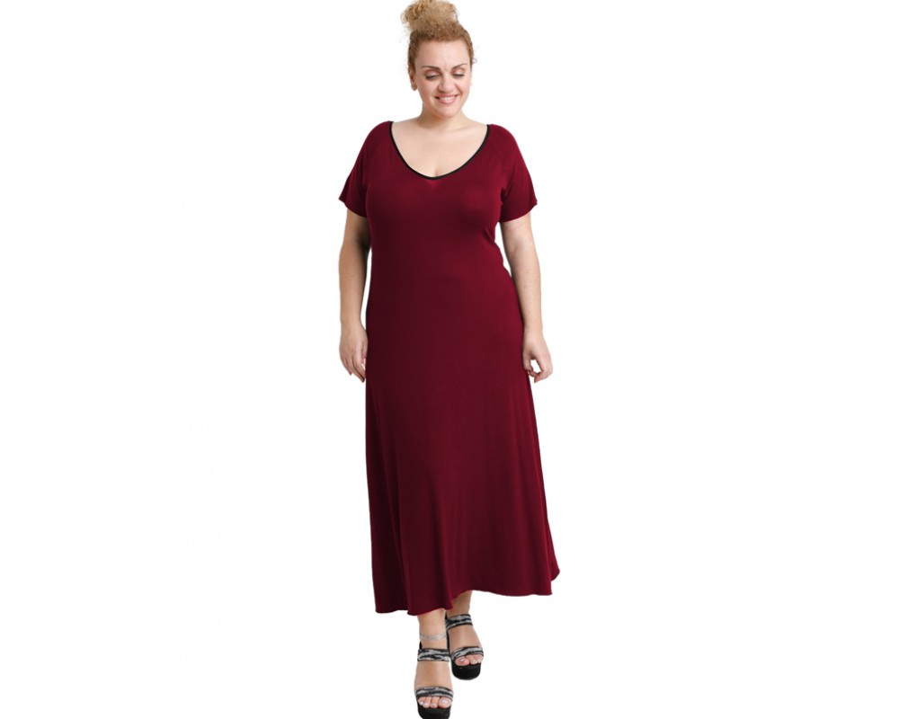 A20-223FK Long dress - Bordeaux Plus Size