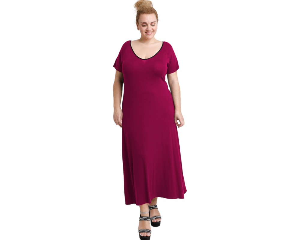 A20-223FK Long dress - Fuchsia Plus Size